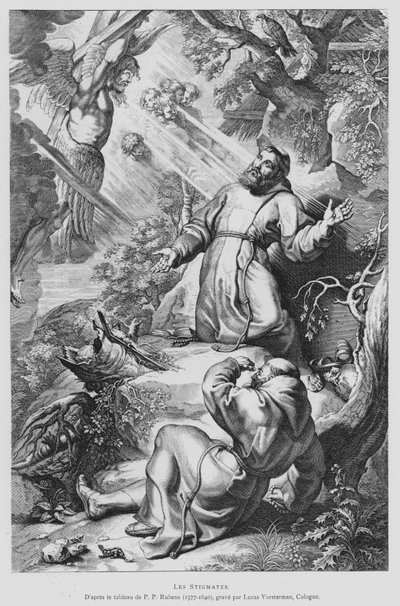Sint Franciscus ontvangt de stigmata door Peter Paul (after) Rubens