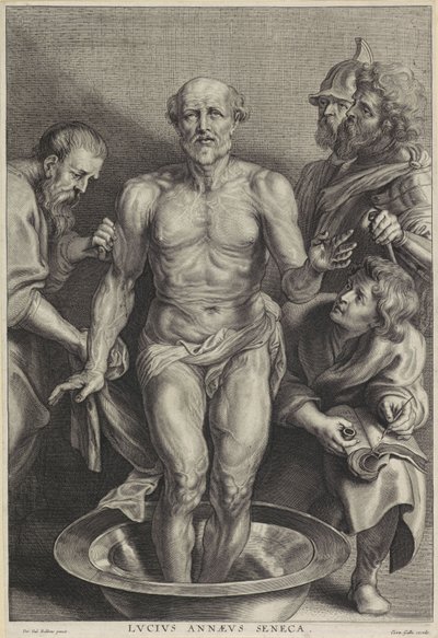 De dood van Seneca, gegraveerd door Alexander Voet II door Peter Paul (after) Rubens
