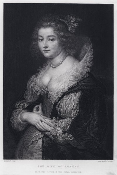 De vrouw van Rubens (gravure) door Peter Paul (after) Rubens