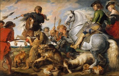 Wolf- en vossenjacht, ca. 1616 door Peter Paul (and studio) Rubens