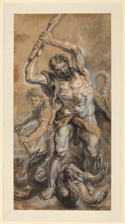 Hercules doodt de Lernaeaanse Hydra door Peter Paul (school of) Rubens
