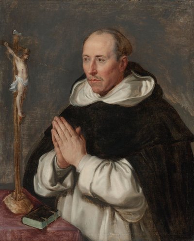 Een biddende monnik, vermoedelijk Sint Thomas van Aquino door Peter Paul (school of) Rubens