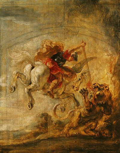 Bellerophon rijdt op Pegasus en vecht tegen de Chimaera, 1635 door Peter Paul Rubens