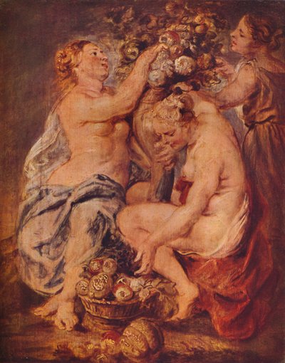 Ceres en twee nimfen met een hoorn des overvloeds, ca. 1617 door Peter Paul Rubens