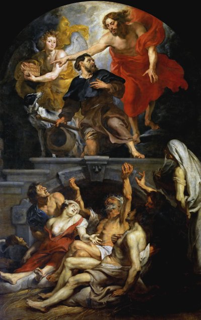 Christus benoemt Sint Rochus als patroonheilige van de pestslachtoffers, 1623-1626 door Peter Paul Rubens