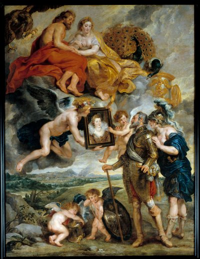 Cycle des Medicis: de koning van Frankrijk Hendrik IV ontvangt het portret van Marie de Medicis door Peter Paul Rubens