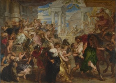 De roof van de Sabijnse maagden. Om 1635-40 door Peter Paul Rubens
