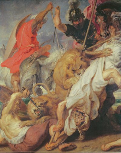 Detail van De Leeuwenjacht, 1621 door Peter Paul Rubens