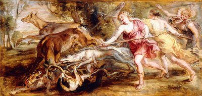 Diana en haar Nimfen aan het Jagen - een modello door Peter Paul Rubens