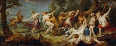 Diana en haar nimfen ontdekt door saters, ca.1635 (schilderij op doek) door Peter Paul Rubens