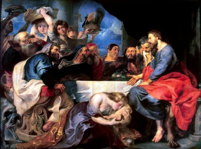 Feest in het huis van Simon de Farizeeër, tussen 1618 en 1620 door Peter Paul Rubens