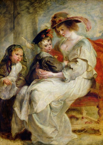 Helene Fourment (1614-73) met twee van haar kinderen, Claire-Jeanne en Francois, ca. 1636-37 door Peter Paul Rubens