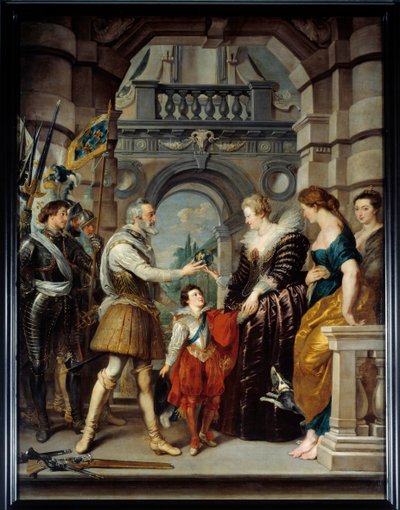Hendrik IV (1543-1610) vertrekt naar de Duitse Oorlog en vertrouwt het bestuur van zijn koninkrijk toe aan koningin Maria de