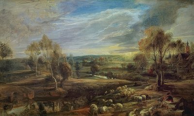 Landschap met herder en zijn kudde door Peter Paul Rubens