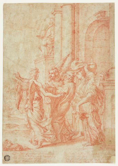 Lot en zijn familie geleid uit Sodom door Peter Paul Rubens