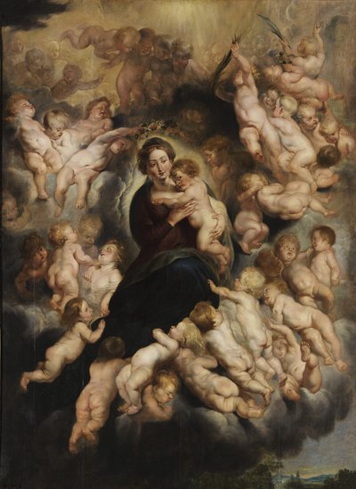 Maria met Kind in een Engelenkrans door Peter Paul Rubens