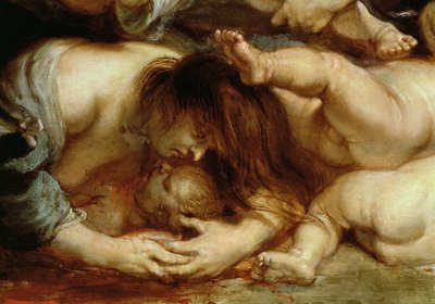 De kindermoord, detail van een moeder en kind (detail) door Peter Paul Rubens