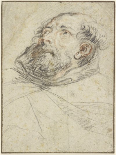 Monnik die omhoog kijkt (Exemplum doloris) door Peter Paul Rubens