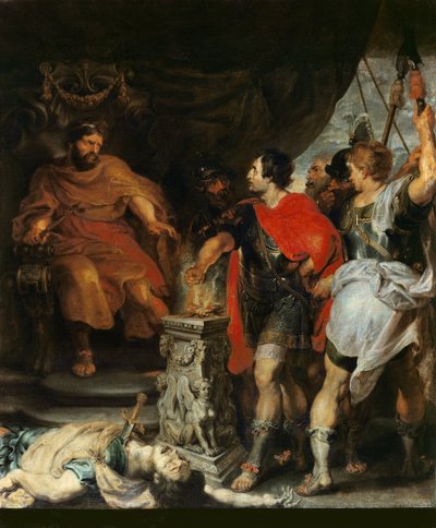 Mucius Scaevola voor Lars Porsena, c.1618-20 door Peter Paul Rubens