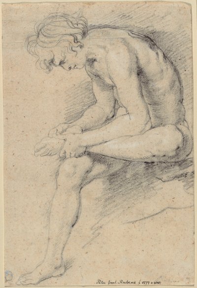 Naakte jongeling in de pose van de Spinario door Peter Paul Rubens