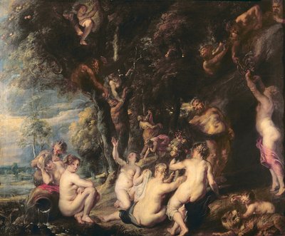 Nimfen en saters, c.1635 door Peter Paul Rubens