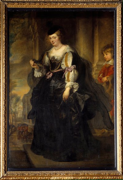 Portret van Helene Fourment in de koets. Helene Fourment (1614-1673), tweede vrouw van de schilder door Peter Paul Rubens