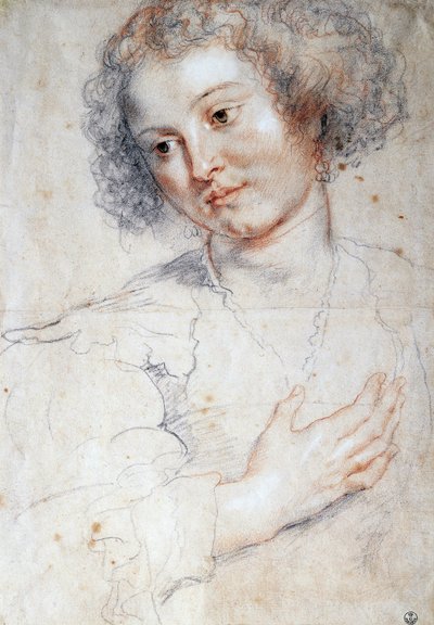 Portret van een vrouw (Studie voor een portret van Sint Apollonia) door Peter Paul Rubens