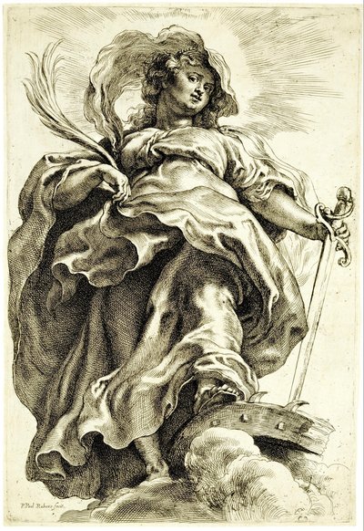De heilige Catharina van Alexandrië in de wolken door Peter Paul Rubens