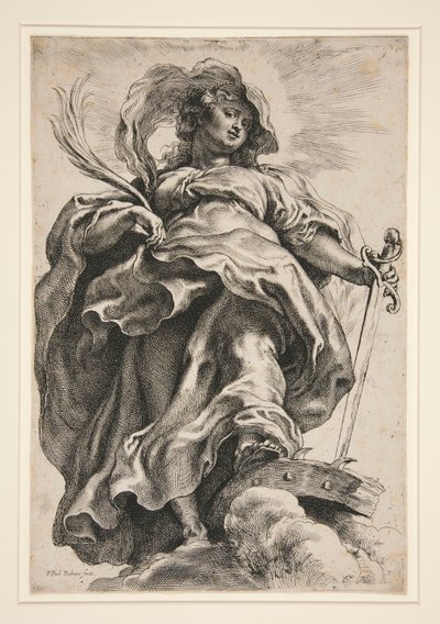 Sint-Catharina in de wolken door Peter Paul Rubens