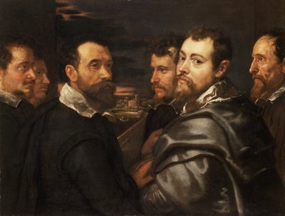 Zelfportret in een kring van vrienden uit Mantua, ca. 1604 door Peter Paul Rubens