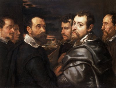 Zelfportret in een kring van vrienden uit Mantua door Peter Paul Rubens