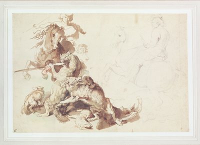 Schets voor een wolvenjacht door Peter Paul Rubens