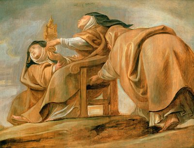 St. Clara van Assisi, die de pyxis toont, 1620 door Peter Paul Rubens