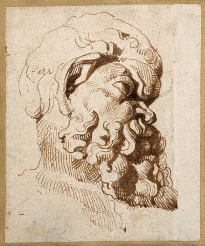 Studie van een antiek hoofd van Silenus door Peter Paul Rubens