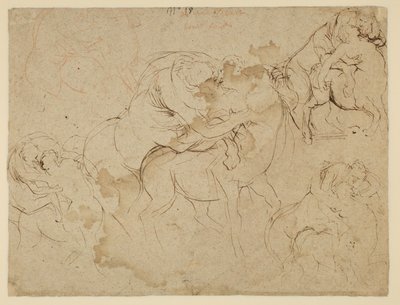 Studie van mannelijke figuren en vrouwelijke centauren (verso) door Peter Paul Rubens