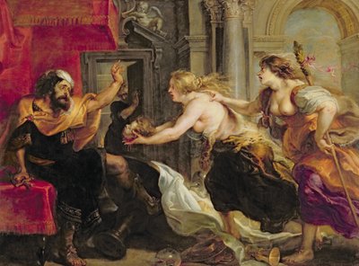 Tereus geconfronteerd met het hoofd van zijn zoon Itylus, 1637 door Peter Paul Rubens