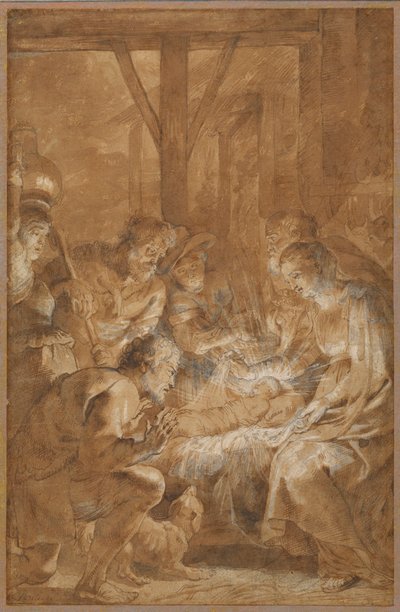 De Aanbidding der Herders, c.1613-4 door Peter Paul Rubens
