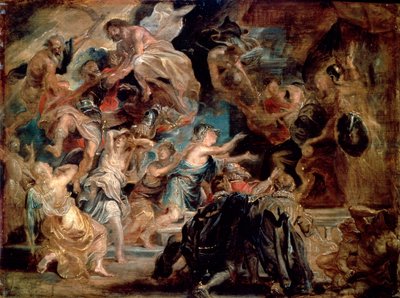 De dood van Hendrik IV en de afkondiging van het regentschap, 1622 door Peter Paul Rubens
