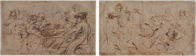 Het Feest van Herodes (recto) Tomyris met het Hoofd van Cyrus (verso) door Peter Paul Rubens