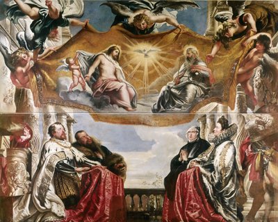 De Gonzaga-familie in aanbidding van de Heilige Drie-eenheid door Peter Paul Rubens
