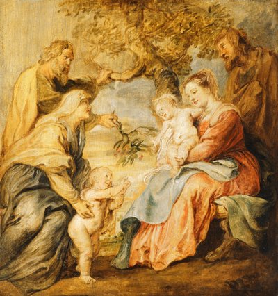 De Heilige Familie bezocht door de Heiligen Elizabeth, Zacharias en de jonge Sint Johannes de Doper door Peter Paul Rubens