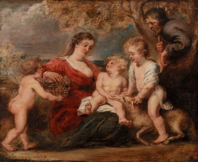 De Heilige Familie met Sint Johannes de Doper en een Engel door Peter Paul Rubens