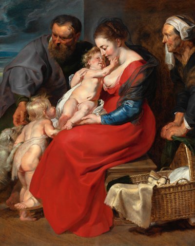 De Heilige Familie met de heiligen Elizabeth en Johannes de Doper door Peter Paul Rubens
