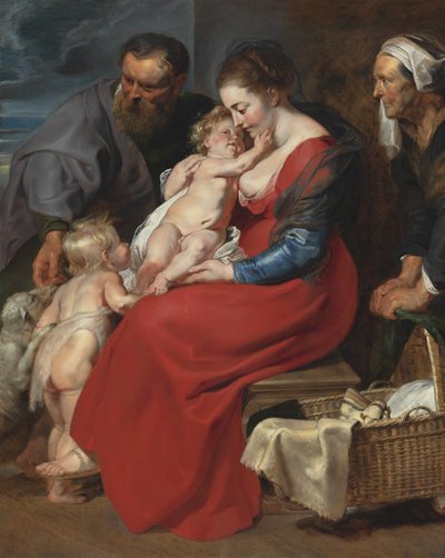 De Heilige Familie met de heiligen Elizabeth en Johannes de Doper door Peter Paul Rubens