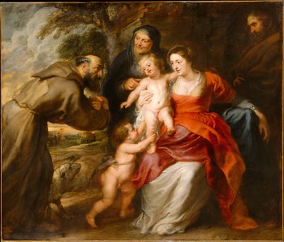 De Heilige Familie met de heiligen Franciscus en Anna en de jonge Johannes de Doper, c.1635 door Peter Paul Rubens