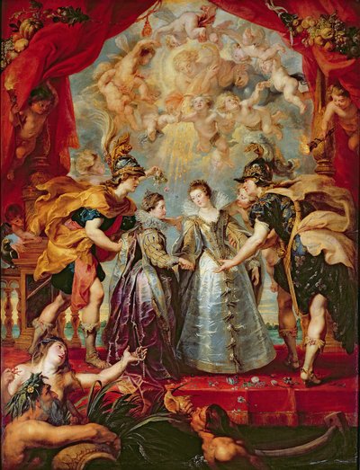De Medici-cyclus: Uitwisseling van de twee prinsessen van Frankrijk en Spanje, 9 november 1615 door Peter Paul Rubens