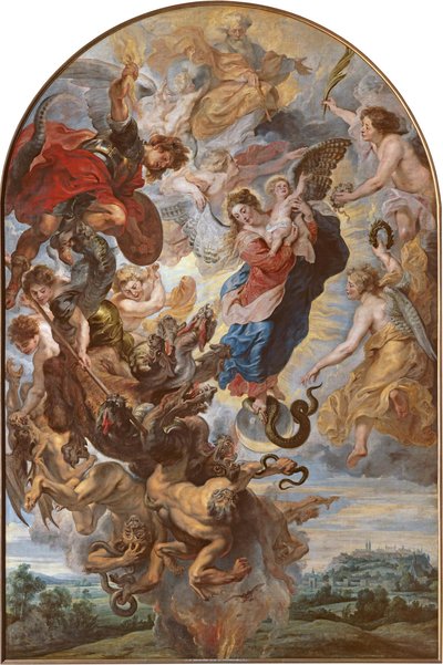 De Maagd als de apocalyptische vrouw op de maan door Peter Paul Rubens