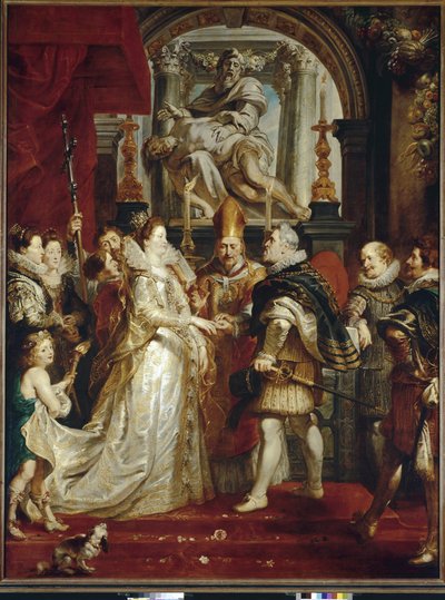 Het huwelijk bij volmacht van Maria De Medici en Hendrik IV door Peter Paul Rubens