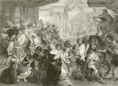 De roof van de Sabijnse maagden door Peter Paul Rubens