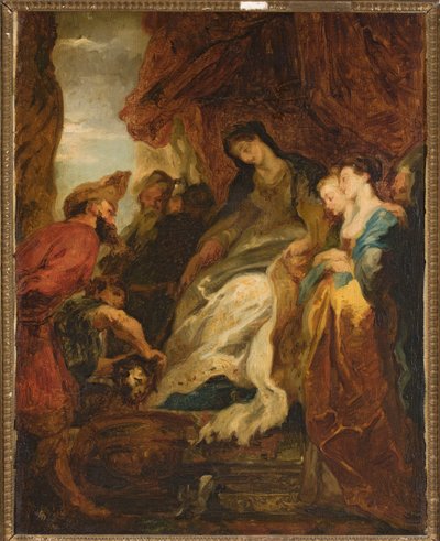 Tomyris beveelt het hoofd van Cyrus in een kom met bloed onder te dompelen (Herodotus, Historiën, I, 214) door Peter Paul Rubens